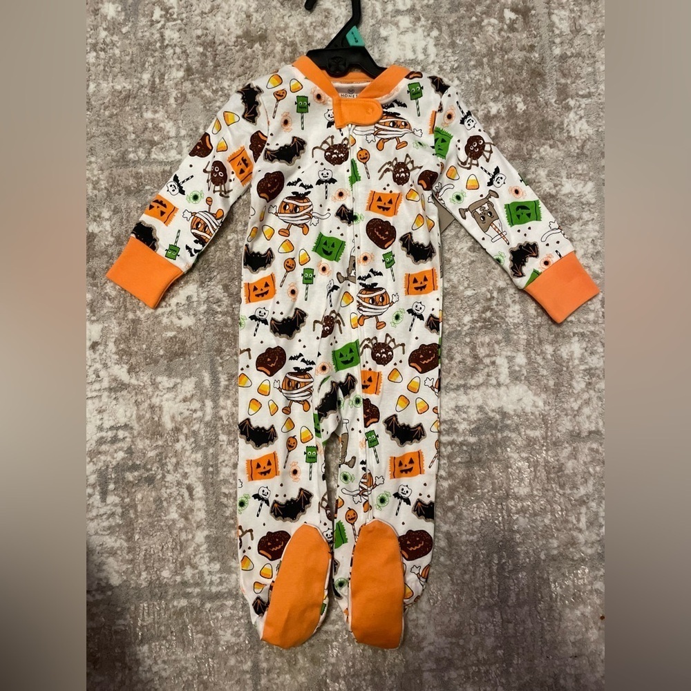 Honest Organic Cotton Spooky Fun Kids Footie Pajamas size 6/9M-NWT